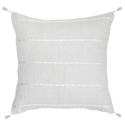 Anaya Home So Soft Linen Light Grey & White Embroidered Pillow 20x20 With Down Insert
