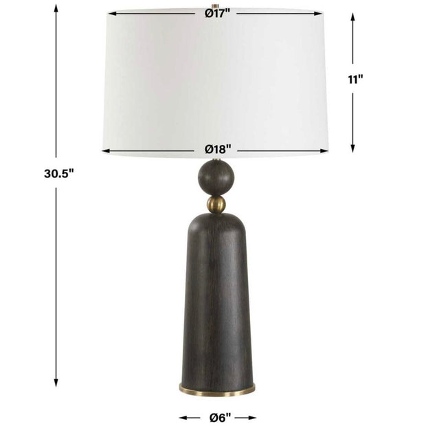 Uttermost McQuinn Dark Walnut With Antique Brass Table Lamp