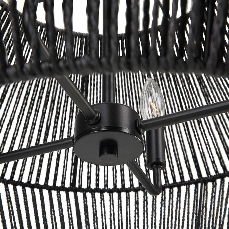 Uttermost Suva Natural Rope With Matte Black Finish 4 Light  Pendant