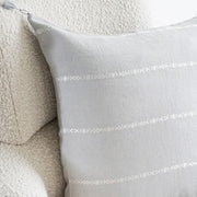 Anaya Home So Soft Linen Light Grey & White Embroidered Pillow 20x20 With Down Insert