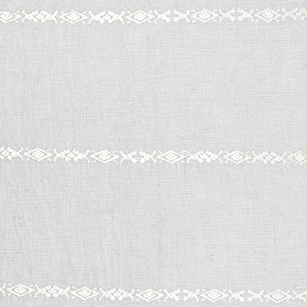 Anaya Home So Soft Linen Light Grey & White Embroidered Pillow 20x20 With Down Insert