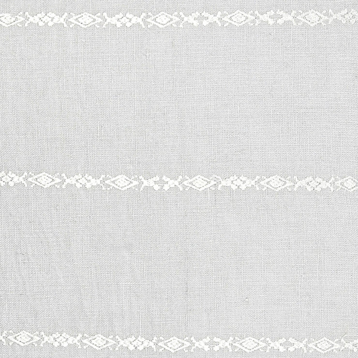 Anaya Home So Soft Linen Light Grey & White Embroidered Pillow 20x20 With Down Insert
