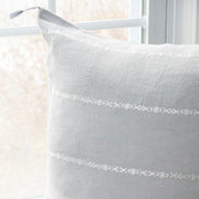 Anaya Home So Soft Linen Light Grey & White Embroidered Pillow 20x20 With Down Insert