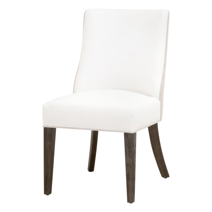 Essentials For Living Duet Dining Chair~ LiveSmart Peyton-Pearl, Performance Bisque French Linen With Burnt Brown Ash Frame