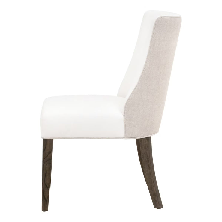 Essentials For Living Duet Dining Chair~ LiveSmart Peyton-Pearl, Performance Bisque French Linen With Burnt Brown Ash Frame