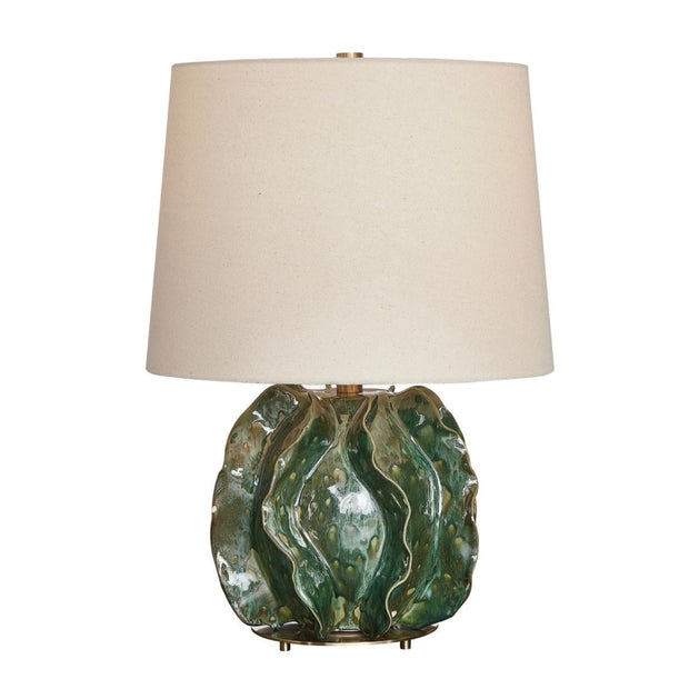 Uttermost Guinevere Ruffled Deep Green Glaze Table Lamp
