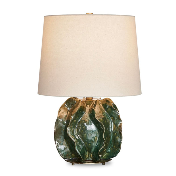 Uttermost Guinevere Ruffled Deep Green Glaze Table Lamp