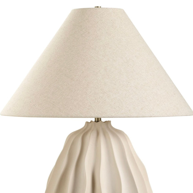 Uttermost Javary Matte Beige Ridged Table Lamp