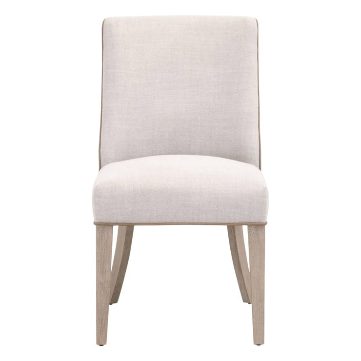 Essentials For Living Duet Dining Chair ~ Performance Bisque French Linen, Ivanhoe-Toast With Natural Gray Ash Frame