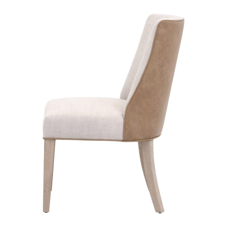 Essentials For Living Duet Dining Chair ~ Performance Bisque French Linen, Ivanhoe-Toast With Natural Gray Ash Frame