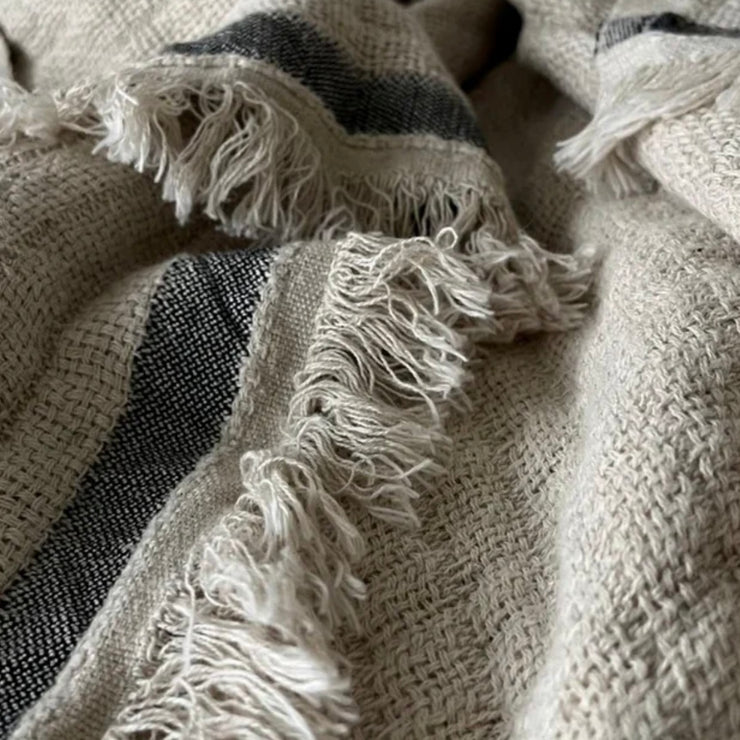 Anaya Home Relaxed Linen Crinkled Stripe Throw