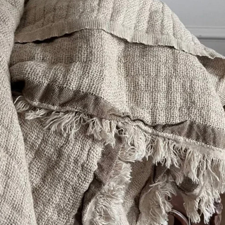 Anaya Home Relaxed Linen Crinkled Stripe Throw