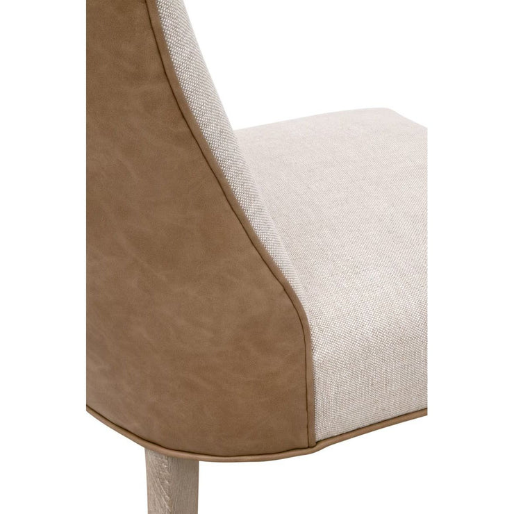 Essentials For Living Duet Dining Chair ~ Performance Bisque French Linen, Ivanhoe-Toast With Natural Gray Ash Frame