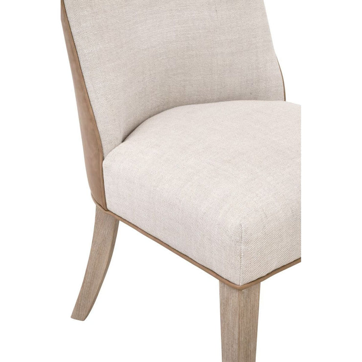 Essentials For Living Duet Dining Chair ~ Performance Bisque French Linen, Ivanhoe-Toast With Natural Gray Ash Frame