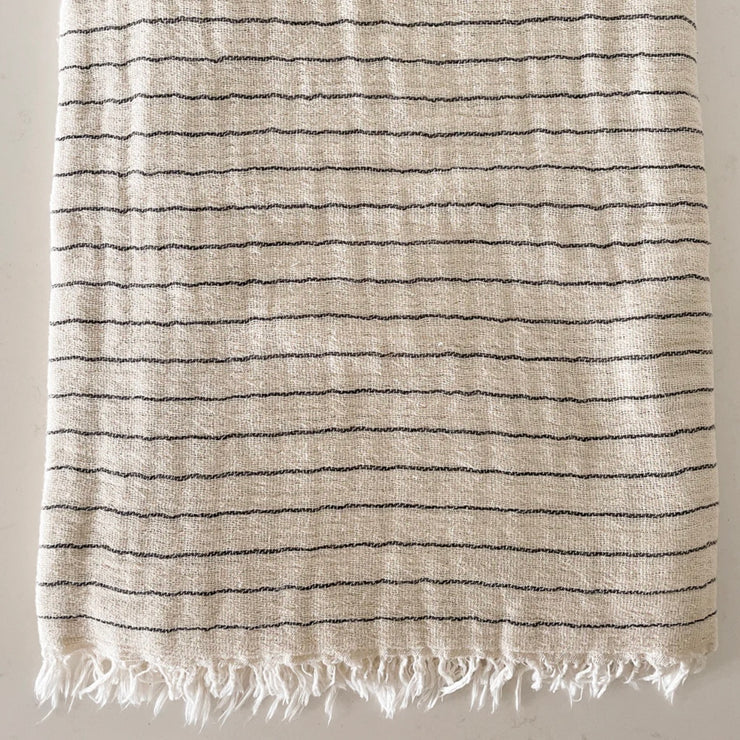 Anaya Home Beige Striped Turkish Cotton Crinkled Throw
