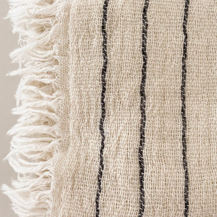 Anaya Home Beige Striped Turkish Cotton Crinkled Throw