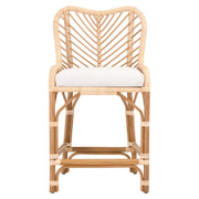 Essentials For Living Laguna Counter Stool ~ Natural Sanded Rattan Binding, Performance White Speckle With Natural Rattan Frame