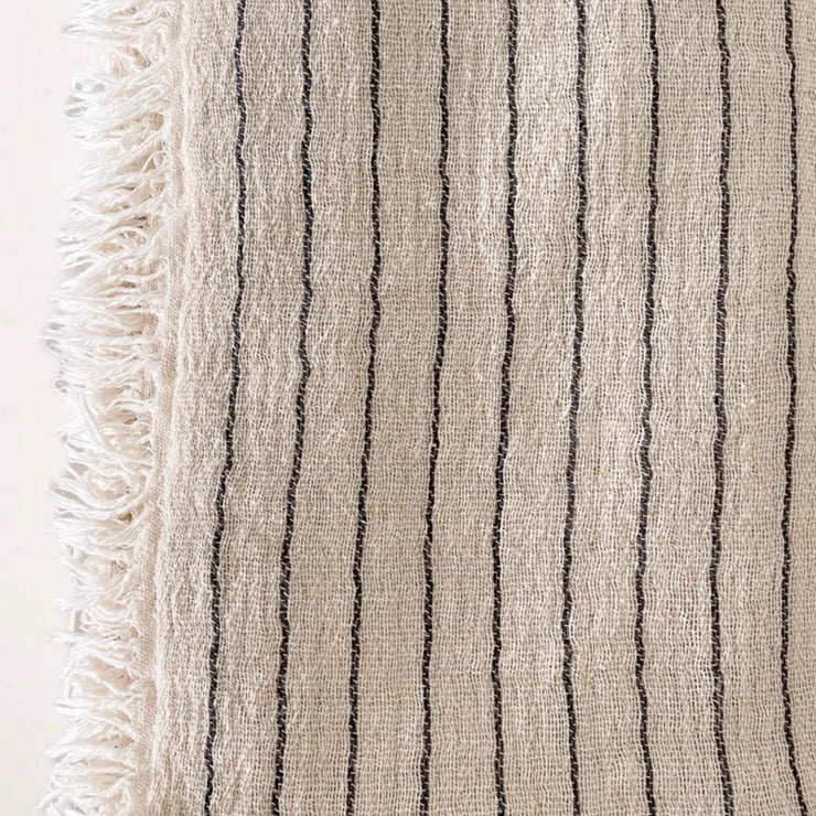 Anaya Home Beige Striped Turkish Cotton Crinkled Throw