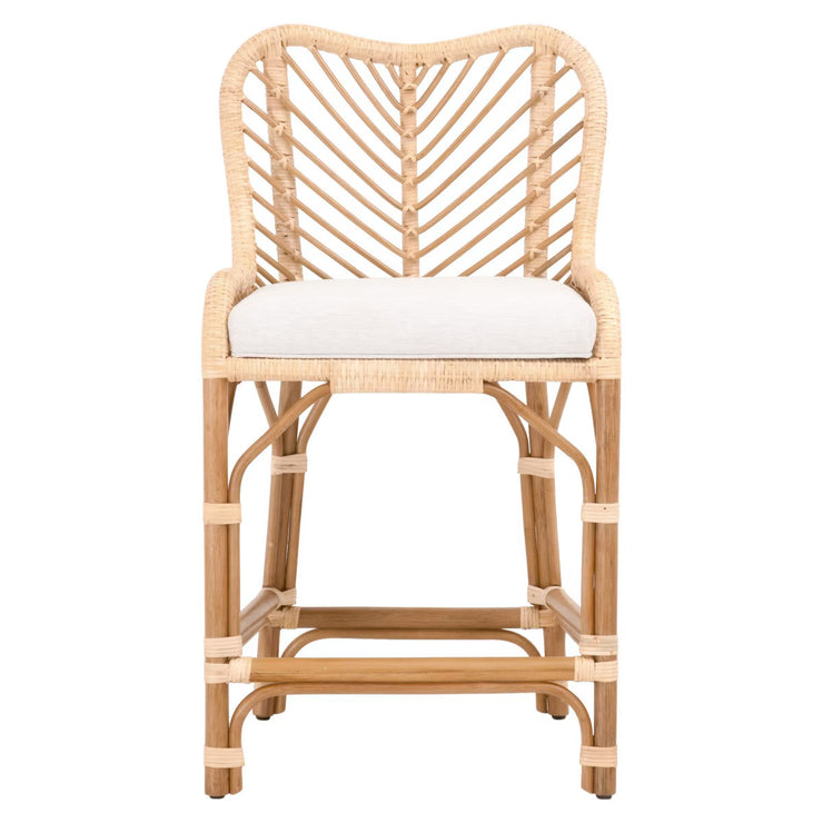 Essentials For Living Laguna Counter Stool ~ Natural Sanded Rattan Binding, Performance White Speckle With Natural Rattan Frame