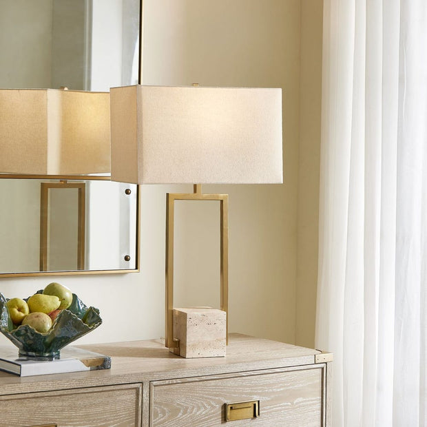 Uttermost Warrick Rustic Travertine Block Table Lamp