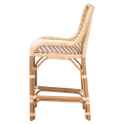 Essentials For Living Laguna Counter Stool ~ Natural Sanded Rattan Binding, Performance White Speckle With Natural Rattan Frame