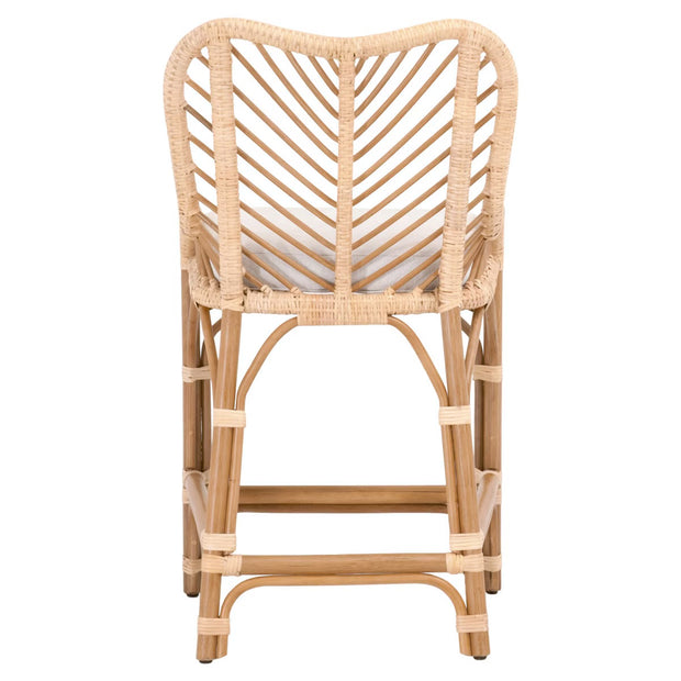Essentials For Living Laguna Counter Stool ~ Natural Sanded Rattan Binding, Performance White Speckle With Natural Rattan Frame