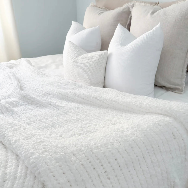 Anaya Home Bright White Oversized Plush Chenille Sweater Throw