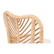Essentials For Living Laguna Counter Stool ~ Natural Sanded Rattan Binding, Performance White Speckle With Natural Rattan Frame