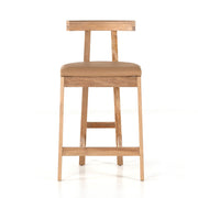 Four Hands Tex Counter Stool ~ Natural Leather Cushioned Seat
