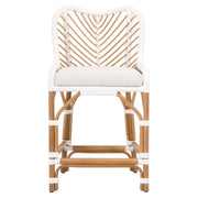 Essentials For Living Laguna Counter Stool ~ White Synthetic Binding, Performance White Speckle With Natural Rattan Frame