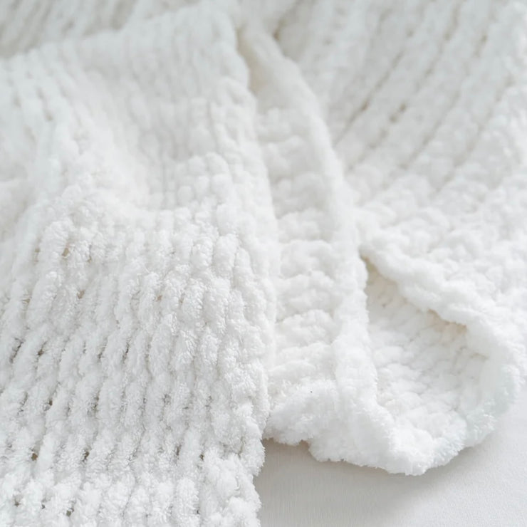 Anaya Home Bright White Oversized Plush Chenille Sweater Throw