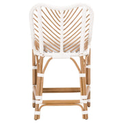 Essentials For Living Laguna Counter Stool ~ White Synthetic Binding, Performance White Speckle With Natural Rattan Frame