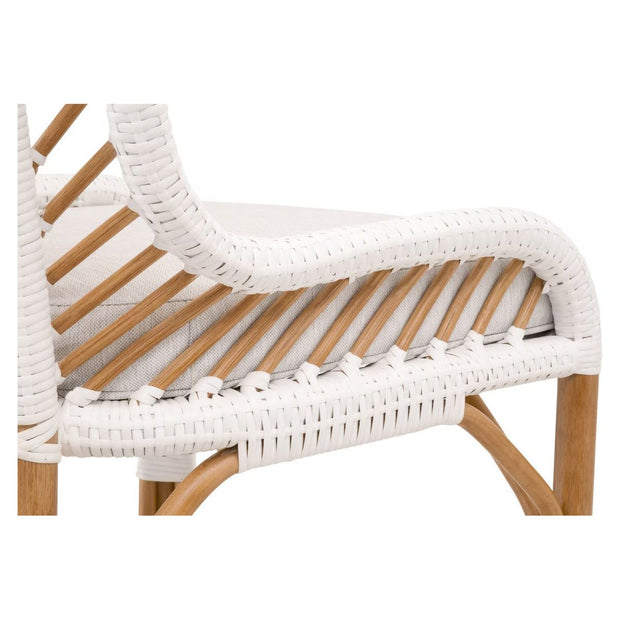 Essentials For Living Laguna Counter Stool ~ White Synthetic Binding, Performance White Speckle With Natural Rattan Frame