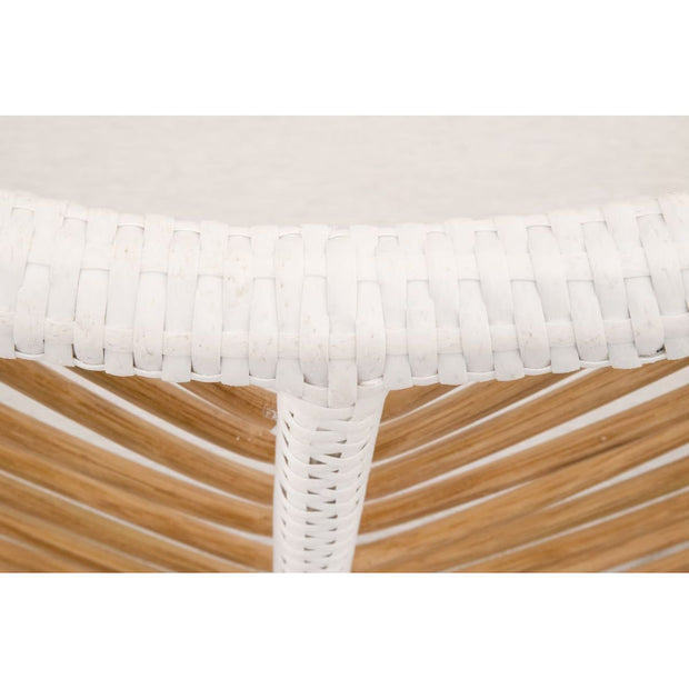 Essentials For Living Laguna Counter Stool ~ White Synthetic Binding, Performance White Speckle With Natural Rattan Frame