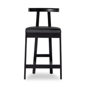 Four Hands Tex Counter Stool ~ Black Leather Cushioned Seat