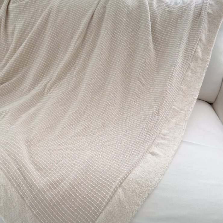Anaya Home Beige Plush Cotton Throw Blanket