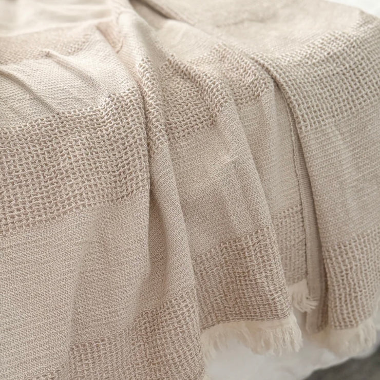 Anaya Home Beige Umbra Cotton Waffle Bed Blanket