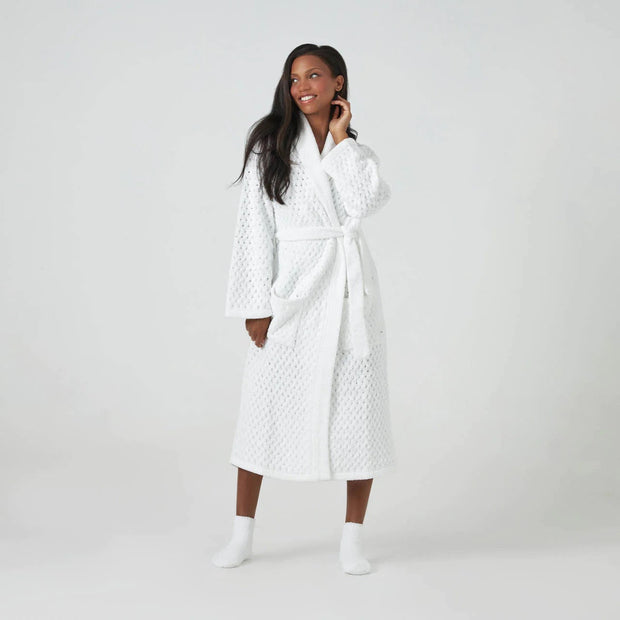 Kashwere Ultra Plush White Basket Weave Robe