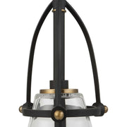 Uttermost Saugus Clear Glass with Black and Antique Brass Accents Rustic Industrial Pendant Light