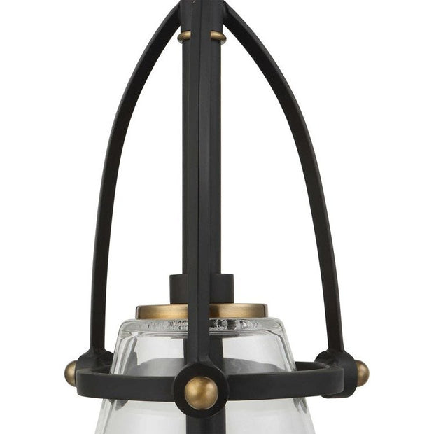 Uttermost Saugus Clear Glass with Black and Antique Brass Accents Rustic Industrial Pendant Light