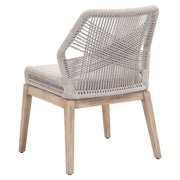 Essentials For Living Loom Dining Chair ~ Taupe & White Flat Rope, Performance Pumice With Natural Gray Mahogany Frame