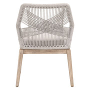 Essentials For Living Loom Dining Chair ~ Taupe & White Flat Rope, Performance Pumice With Natural Gray Mahogany Frame