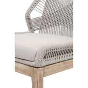 Essentials For Living Loom Dining Chair ~ Taupe & White Flat Rope, Performance Pumice With Natural Gray Mahogany Frame