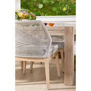 Essentials For Living Loom Dining Chair ~ Taupe & White Flat Rope, Performance Pumice With Natural Gray Mahogany Frame