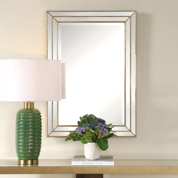 Casa Bella Living Metallic Gold Thin Framing Strips Mirror
