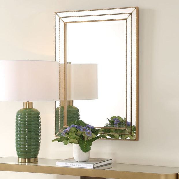 Casa Bella Living Metallic Gold Thin Framing Strips Mirror