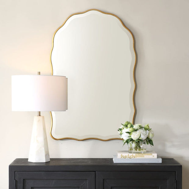 Casa Bella Living Gold Leaf Scalloped Arch Mirror