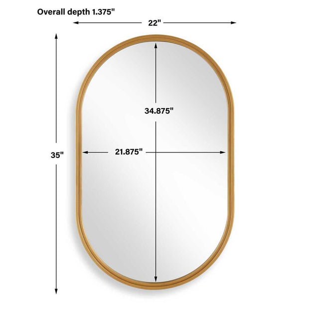 Casa Bella Living Brushed Gold Oval Shaped Mirror