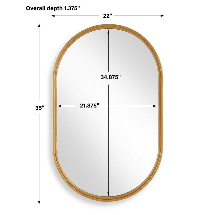 Casa Bella Living Brushed Gold Oval Shaped Mirror