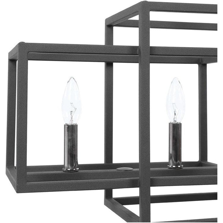 Uttermost Quadrangle Textured Black Finish With Polished Nickel Accents 6 Light Linear Chandelier
